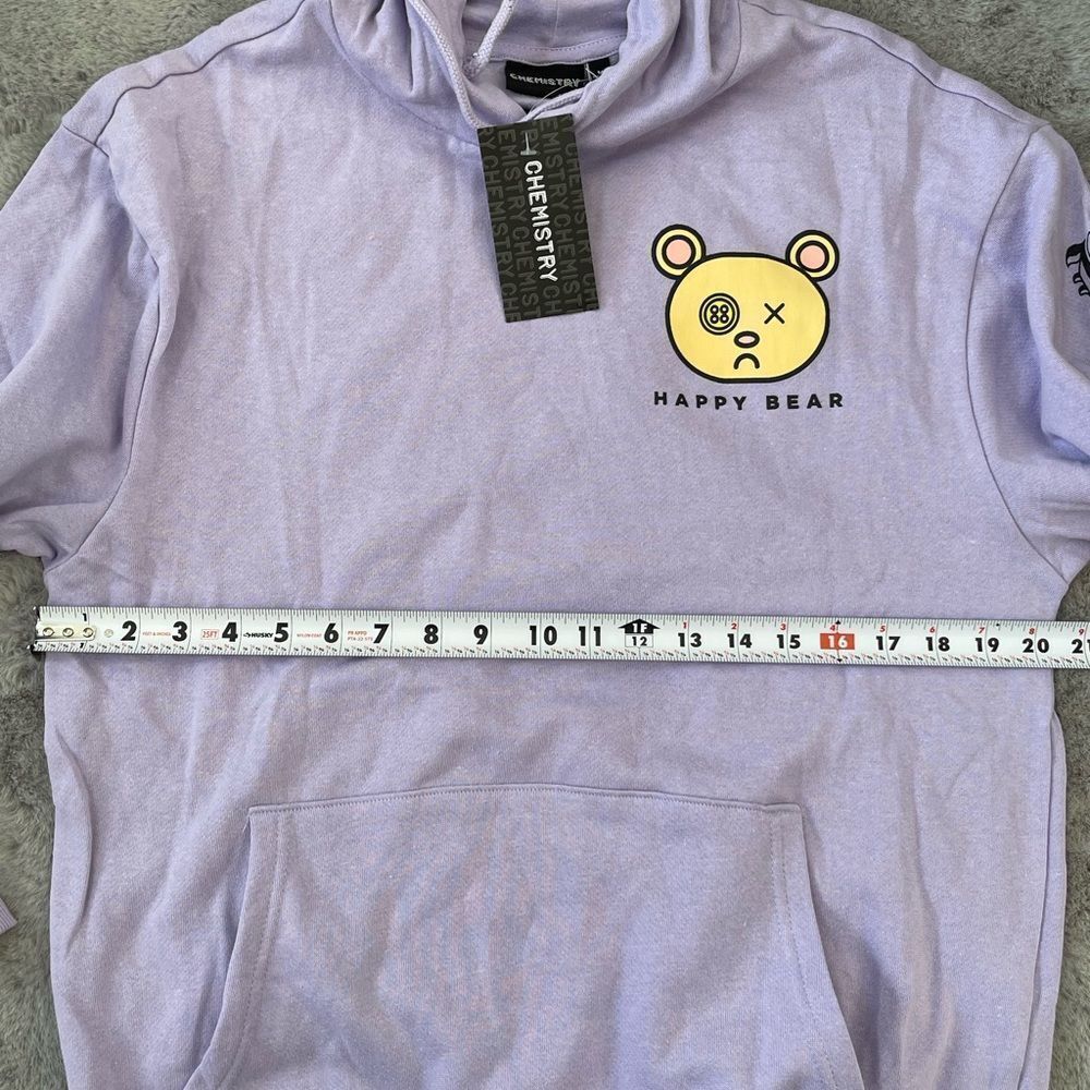 NWT Chemistry Happy Bear purple hoodie size M unisex - Picture 7 of 8